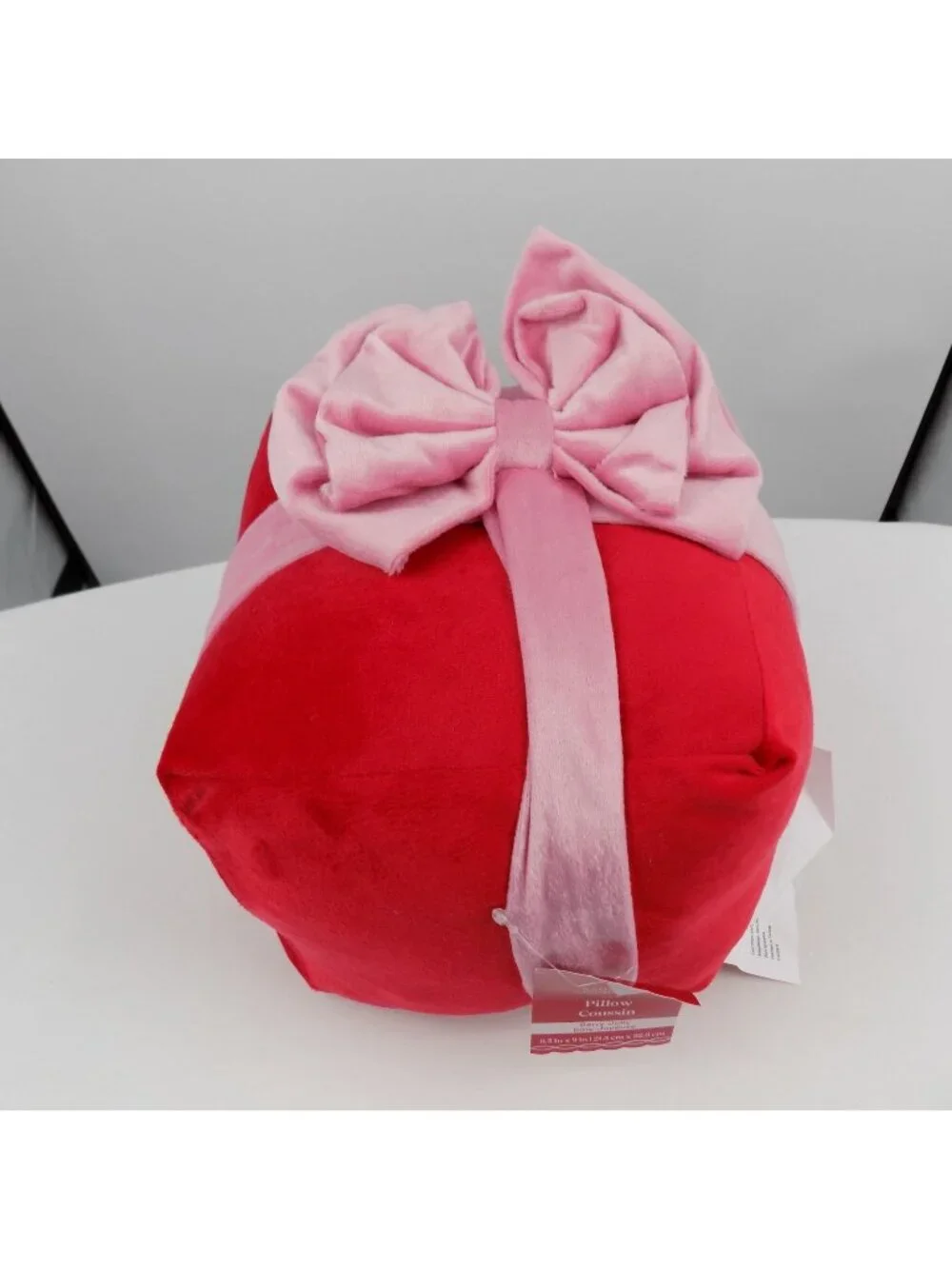 Ashland Plush Present Pillow Berry Jolly Red Pink Bow Square 8.5